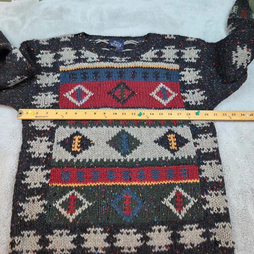 Woolrich Wool Sweater Men M Southwestern Geometric Chunky Knit Pullover *READ*